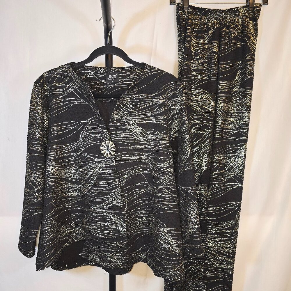 Black and Gold Asymmetrical Pantsuit